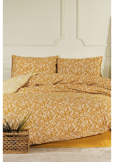 Elart Siena Nevresim Takımı Çift Kişilik %100 Pamuk Ranforce Lastikli Çarşaf 200x220 Cm Sarı Sarı