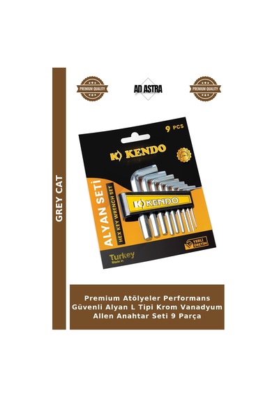 Premium Atölyeler Performans Güvenli Alyan L Tipi Krom Vanadyum Allen Anahtar Seti 9 Parça