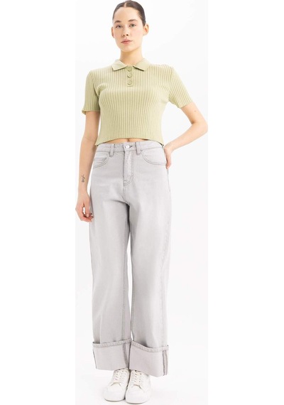 DeFacto Slim Fit Dar Kesim Polo Yaka Kısa Kollu Triko Tişört N9752AZ24SPGN744