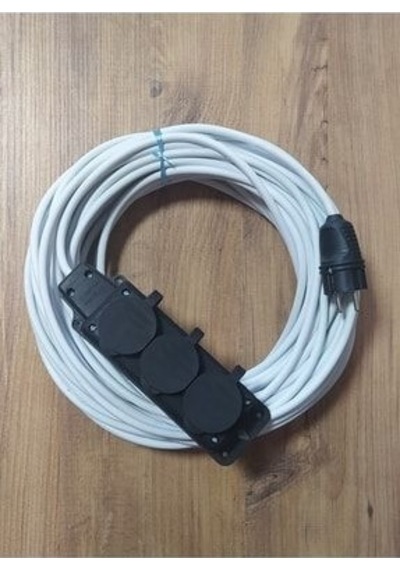 3x2.5 Ttr 25 Metre Çok Telli Beyaz Renk Izolasyonlu Topraklı Üçlü Grup Priz Seyyar Uzatma Kablosu 1