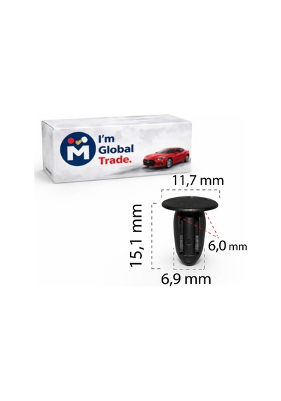 Im Global Peugeot Renault Bmw Siyah Klips 6,9 Mm 654720 7703077078 51441854624 Döşeme Klipsi- 5 Adet