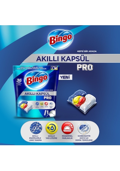 Bingo Akıllı Kapsül Pro Bulaşık Makinesideterjanı Tableti 300adet