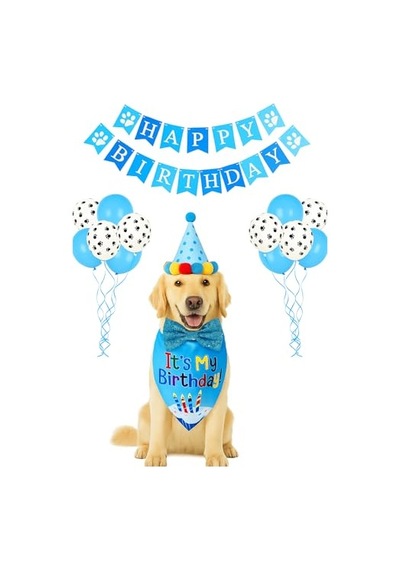 Busstier Köpek Kedi Doğum Günü Seti Bandana Şapka Afiş Parti Dekorasyonu, Şapyon Tasma Aksesuarı, Erkek Ve Dişi Evcil Hayvanlar İçin Mavi 256 Busstier Köpek Kedi Doğum Günü Seti Bandana Şapka Afiş Parti Dekorasyonu, Şapyon Tasma Aksesuarı, Erkek Ve Dişi Evcil Hayvanlar İçin Mavi 256