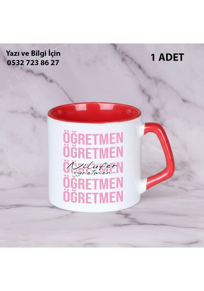 Öğretmenler Günü Hediyesi Öğretmene Özel Kupa Bardak -öğretmen Yazılı Şık Görünümlü Hediye Kısakırmızı