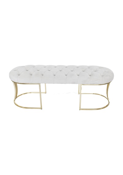 VİEGO GOLD BEYAZ-Kapitoneli Model Puf&Bench&Koltuk-Oturak-Uzun Makyaj Puff-Yatak Odası Ucu&Önü