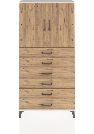 Arges Dolap 2 Raflı 6 Çekmeceli 2 Kapaklı 88x30x182 Aytaşı-çam Aytaşı