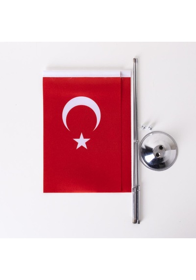 Türkiye 2li Masa Bayrağı Saten Kumaş Dijital Baskı 15x22,5 cm