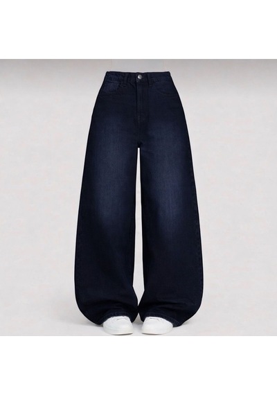 St.poll Unisex Baggy Jeans Lacivert