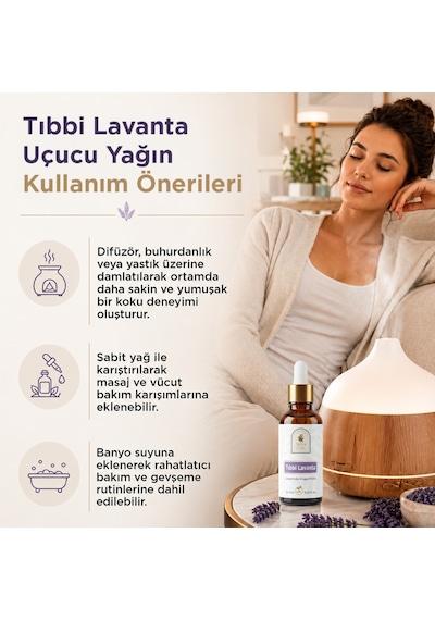 %100 Saf Lavanta Uçucu Yağı 10 Ml - Lavandula Angustifolia - Doğal Aromaterapi Ve Masaj Yağı 10 ML