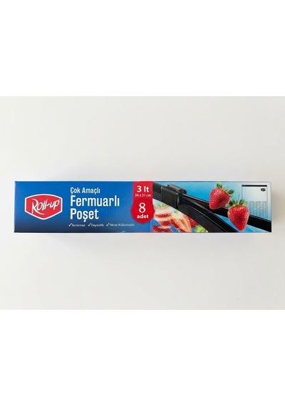 Roll-up Çok Amaçlı Fermuarlı Poşet 3 Lt 24x31 Cm - 8 Adet 1 Paket