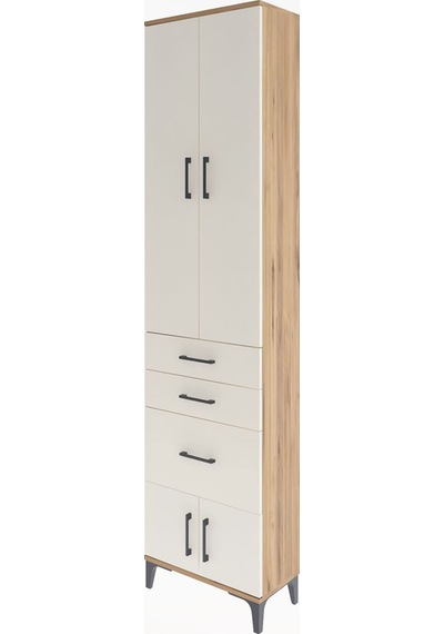 Arges Dolap 3 Raflı 3 Çekmeceli 4 Kapaklı 60x30x243 Çam-aytaşı Çam