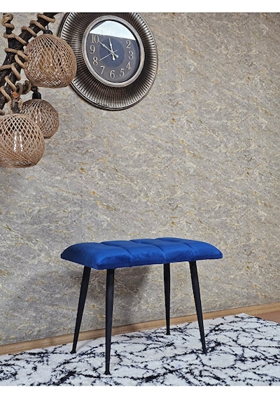 Siyah Sivriltmel Ayaklı 60 Cm Puf Bench - Puf - Bench - Oturak - Çok Renkli