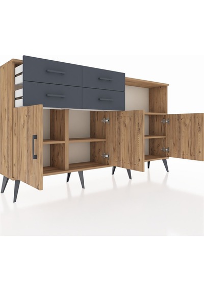 Arges Konsol 4 Raflı 4 Çekmeceli 4 Kapaklı 176x30x99 Çam-çam/antrasit Atlas Çam/antrasıt - Atlas Çam Arges Konsol 4 Raflı 4 Çekmeceli 4 Kapaklı 176x30x99 Çam-çam/antrasit Atlas Çam/antrasıt - Atlas Çam