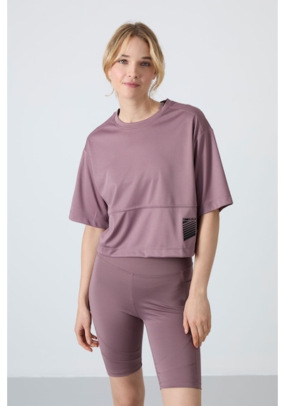 Tommy Life Gül Kurusu Polyester Nefes Alan Dokulu İnce Esnek Oversize Fit Performans Kadın T-shirt - 97284 Gül Kurusu