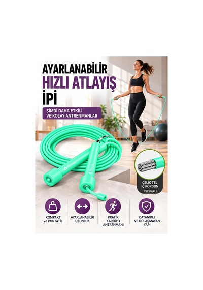 Ayarlanabilir Hızlı Atlama İpi Yeşil