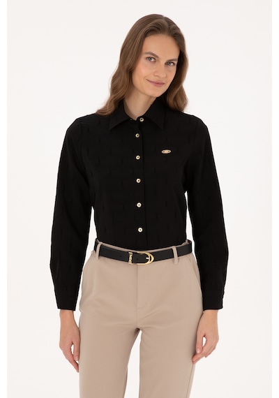 U.s. Polo Assn. Kadın Siyah Gömlek Desenli 50308707-vr046 Siyah