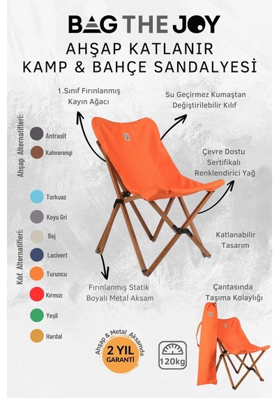 Bag The Joy Ahşap Masa Sandalye Seti Kahve-turuncu- 60 60 55cm Kahverengi - Turuncu