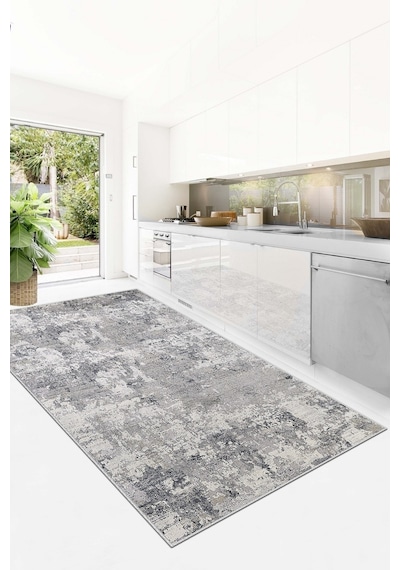 West Home Dijital Baskı Yıkanabilir Kaymaz Taban Leke Tutmaz Gri Mutfak Halısı Salon Halısı Ve Yolluk Wh 456 Grey