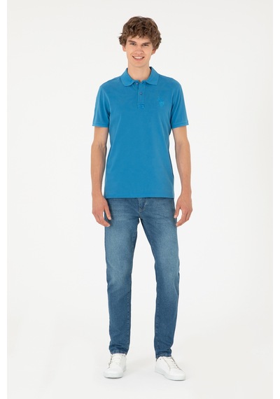 U.S. Polo Assn. Erkek Slim Fit Polo Yaka Saks Basic Tişört 50279591-VR045