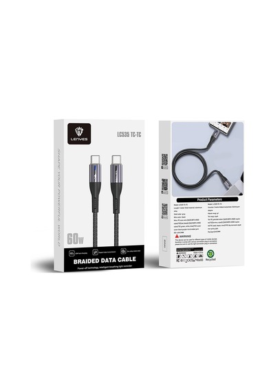Lenyes LC535 Type-C To Type-C 60 W Hızlı Data Ve Şarj Kablosu 1 M Siyah