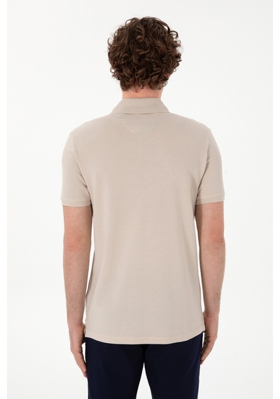 U.S. Polo Assn. Erkek Slim Fit Polo Yaka Taş Basic Tişört 50298041-VR049