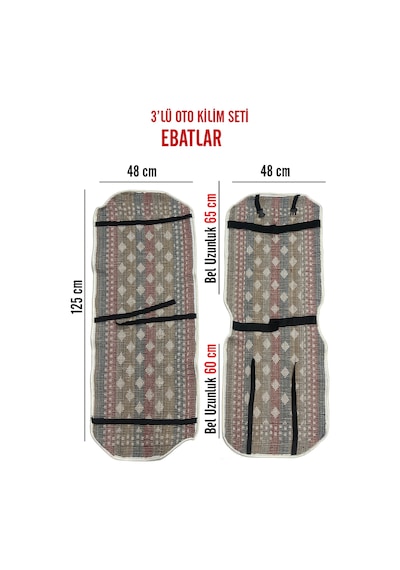 Oto Koltuk Kılıf Kilim 3 Parça Set Terletmez Jüt İplik Dokuma Universal