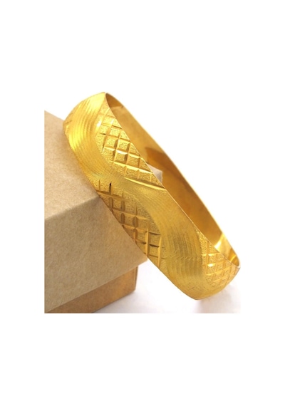 Altın Kaplama Dalgalı Ve Baklava Desen 1.5 Cm Bilezik Blz-3068 Altın
