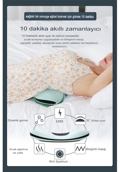 Termal Terapi Fonksiyon Derin Doku   Sırt Masaj Aleti Titreşimli Bel Traksiyon Cihazı Yeşil