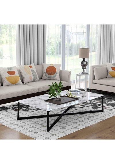 Kaymaz Taban Yıkanabilir Halı Mutfak, Salon, Yatak Odası İçin Modern Dijital Baskı Halı Slnhalı93 - 389 Çok Renkli