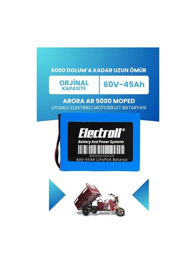 Arora Ar 5000 Moped Batarya Standart Kapasite Lifepo4 60v 45ah Elektrikli Motosiklet Bataryası