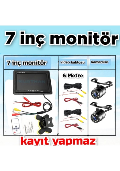 2 Adet Beyaz Ledli Kelebek Kamera Ve 7'' Qled Monitör 12v