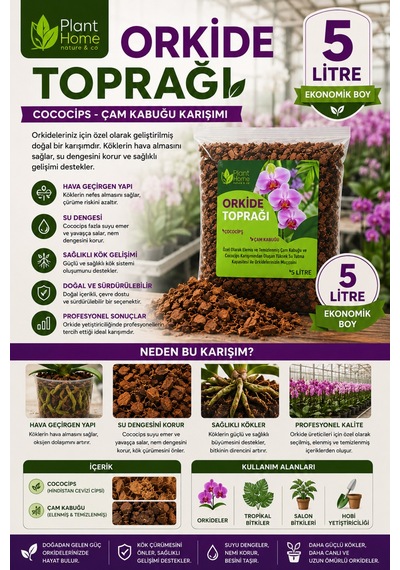 Orkide Toprağı 5 Litre Cococips Ve Çam Kabuğu Karışımı Profesyonel Orkide Toprak Karışımı Diğer