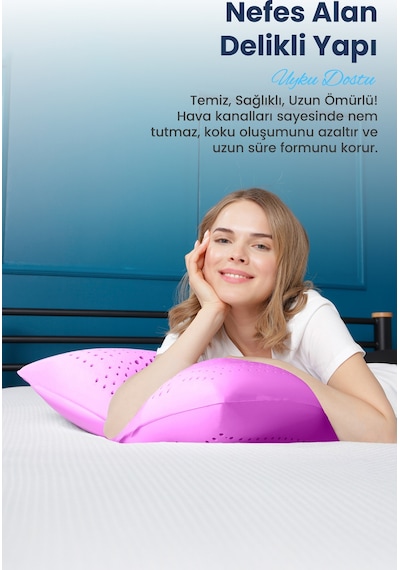 Viscofoam Air Terapi Hava Kanallı Ortopedik Yastık Visco Yastık Mor 60x40x16cm