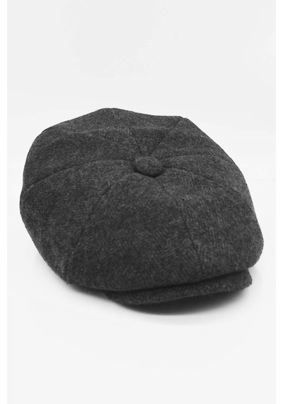 Külah Balıksırtı Desen Peaky Blinders Erkek Kasket Şapka Fötr Bere Yün-Gri-Standart