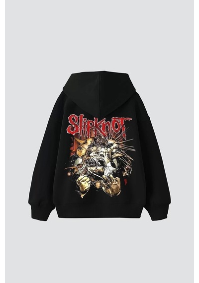 Startmore Slipknot Sırt Baskılı Beyaz Oversize Unisex Siyah