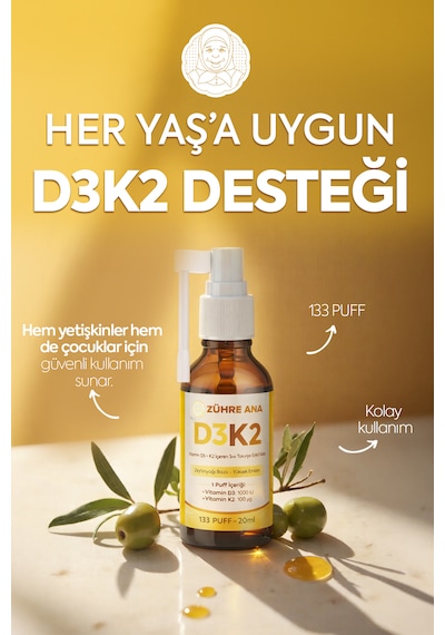 Vitamin D3&k2 İçeren Sıvı Takviye Sprey 20 ML