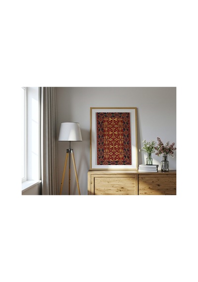Anonim Lotto Desenli Klasik Türk Halısı Çerçevesiz Poster 21x30 Cm A4 Geometrik Desen Etnik