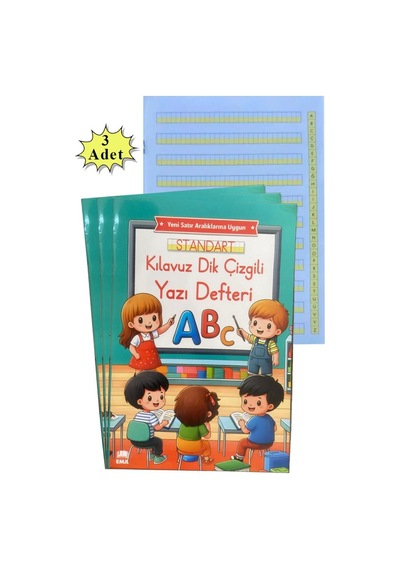 Yeni Müfradat Güzel Yazı Defteri A4 19x27 Cm 24 Yaprak 3 Adet Standart Kılavuz Dil Çizgili Yazı Defteri Satır Aralıklarına Uygun