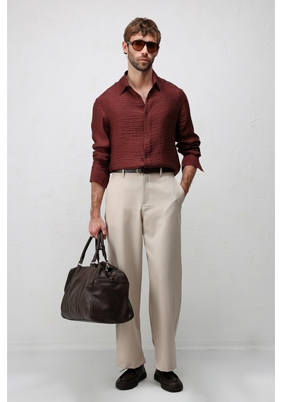 Antioch Crinkled Relax Fit Erkek Gömlek Bordo