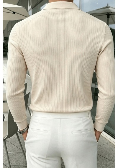 Genius Store Erkek Polo Yaka Kazak Fitilli Anti Pilling Tüylenme Yapmaz Regular Fit Erkek Triko Kazak Pyaka-kzk Taş