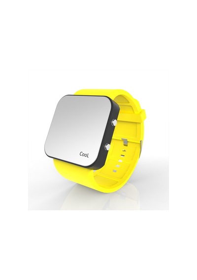 Cool Watch Saat - Siyah Led Kasa - Sarı Kayış Unisex Pembe