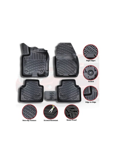 Toyota Land Cruiser Prado J150 2009-2023 İçin Paspas,3d Havuzlu,1. Ve 2. Sıra Ve Arka ,siyah