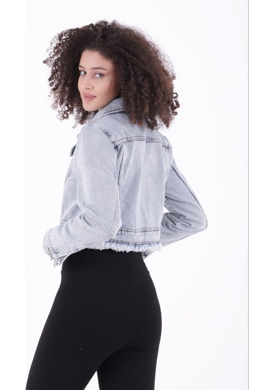 Püskül Detaylı Ve Fermuarlı Kolları Düğmeli Kısa Kot Kadın Ceket Kar Yıkama Açık Mavi Denim Kar Yıkama Açık Mavi Püskül Detaylı Ve Fermuarlı Kolları Düğmeli Kısa Kot Kadın Ceket Kar Yıkama Açık Mavi Denim Kar Yıkama Açık Mavi