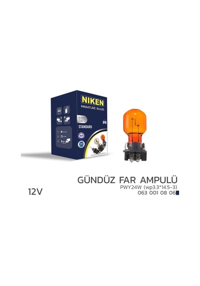 Niken 12v Pwy24w Gündüz Far Ampulü Wp3.3 14.5-3 Amb 10 Lu