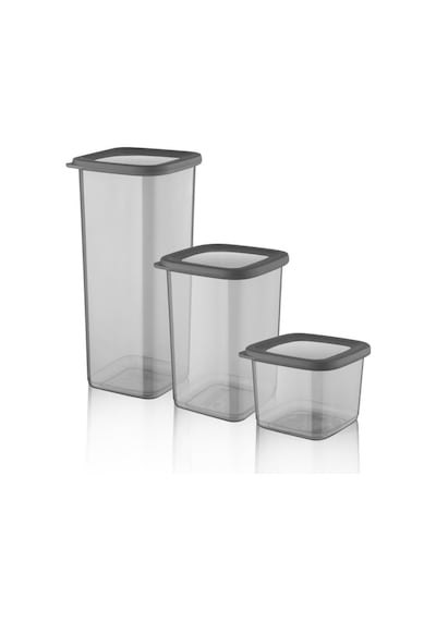 Omnipazar Sy-2735 Fresca Kare Erzak Saklama Kabı Silikon Kapak 3'lü Set Şeffaf