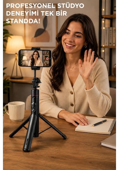 Tripod Çok Amaçlı Mıknatıslı Kumandalı 1.75 Cm Selfie Çubuğu Tt02 Siyah