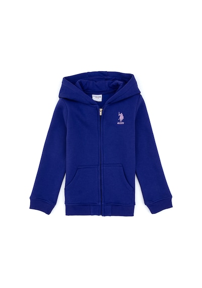 U.S. Polo Assn. Kız Çocuk Mor Kapüşonlu Fermuarlı Şardonlu Basic Sweatshirt 50316809-VR038