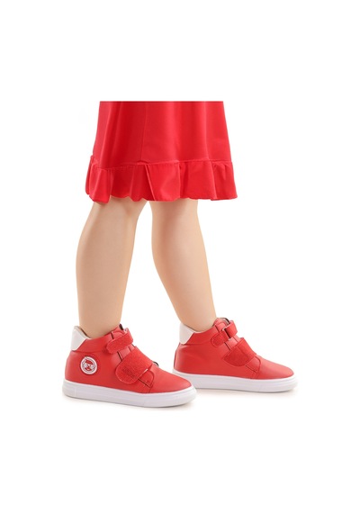 Kiko Kids Coyote Cırtlı Kız Bebek Günlük Bot Ayakkabı Kırmızı