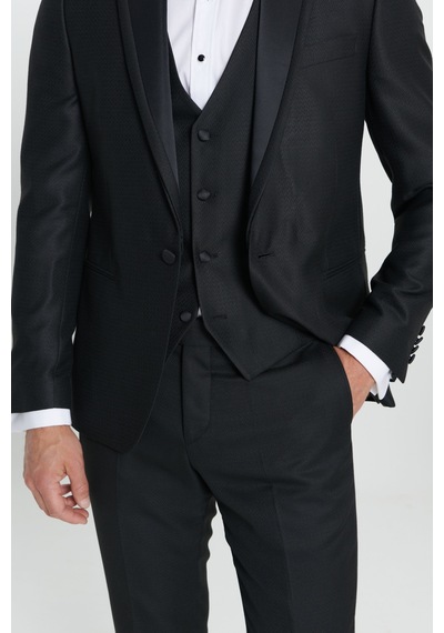 Ac&Co / Altınyıldız Classics Erkek Sıyah Slim Fit Dar Kesim Kırlangıç Yaka Desenli Yelekli Smokin Takım Sıyah Siyah Ac&Co / Altınyıldız Classics Erkek Sıyah Slim Fit Dar Kesim Kırlangıç Yaka Desenli Yelekli Smokin Takım Sıyah Siyah