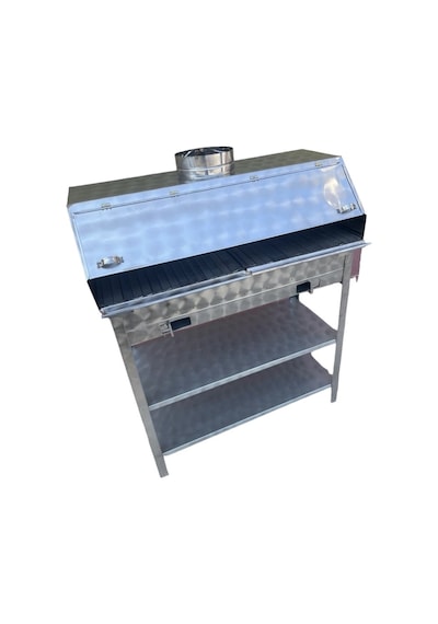 Paslanmaz Kömürlü Mangal 40 X 80 Bacalı Kapaklı Barbekü